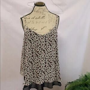 FRENCH GREY FLORAL SPAGHETTI STRAP BLOUSE‎ SIZE 2X